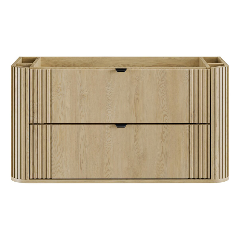 Meuble sous-vasque OVALIA CREMONA 100 cm – 2 tiroirs, angles arrondis, finition chêne naturel