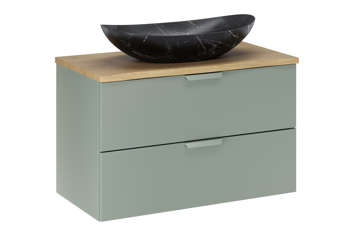 Ensemble meuble Aster GREEN 80 cm avec plan de toilette et vasque à poser Lena – Vert Mat