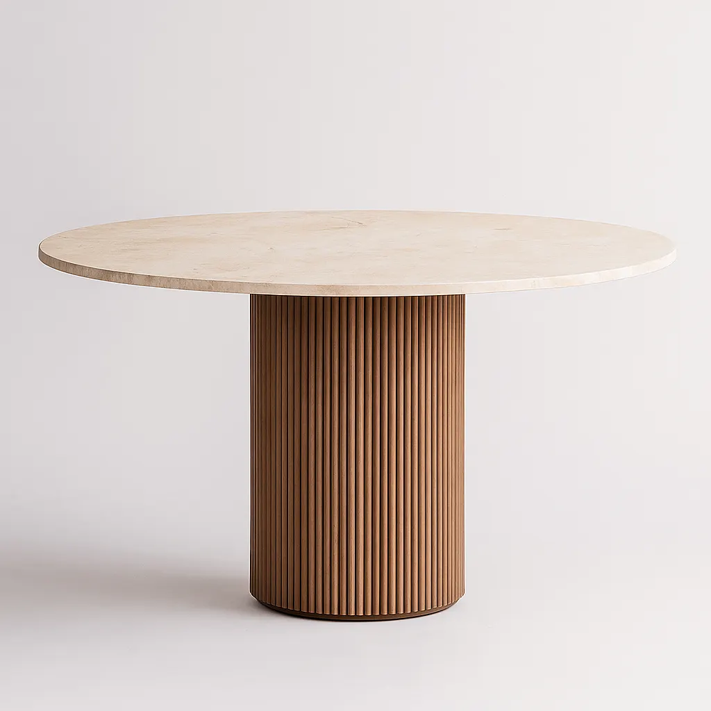 Table à manger AKASSIA en Travertin Premium & Bois
