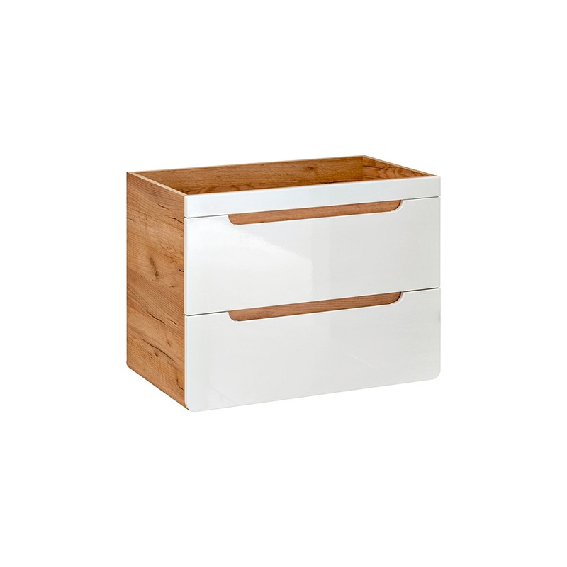 Meuble sous vasque encastrable 60 cm aspect bois blanc Aruba White