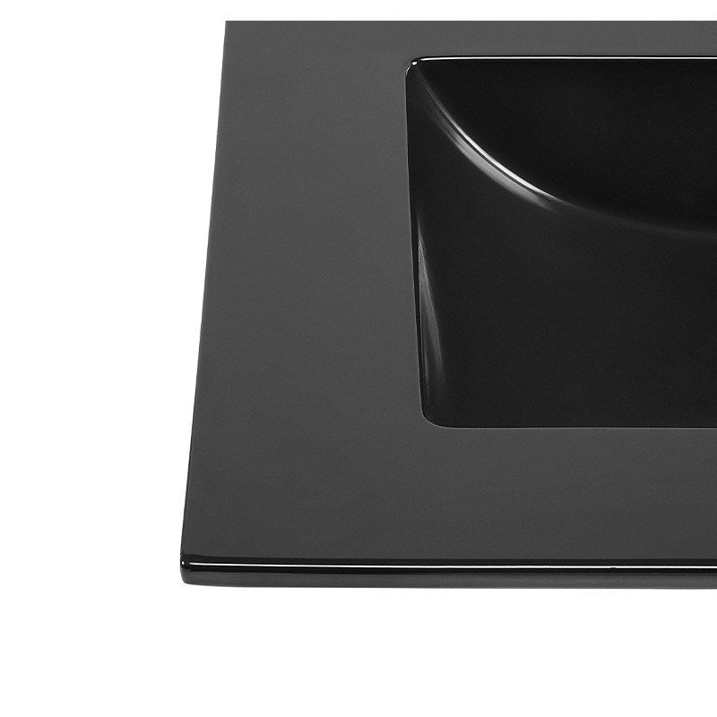 Vasque encastrable rectangulaire noir céramique 60cm-7