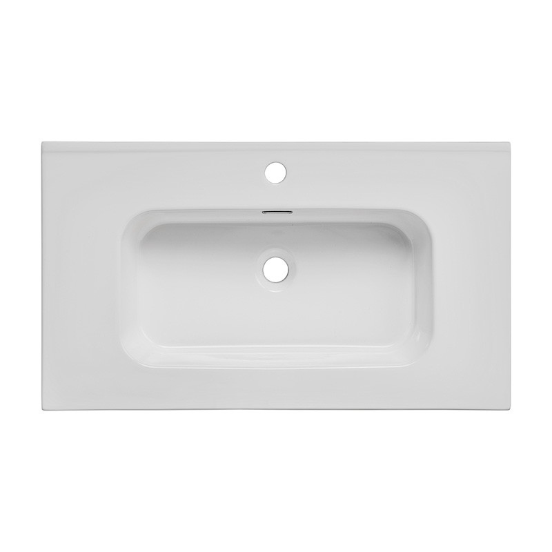 Vasque encastrable rectangulaire blanche céramique 90cm-2